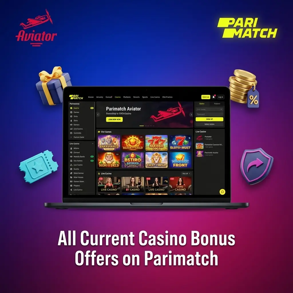 Parimatch casino bonus offers including reload, cashback, loyalty programme, and referral bonus promotions